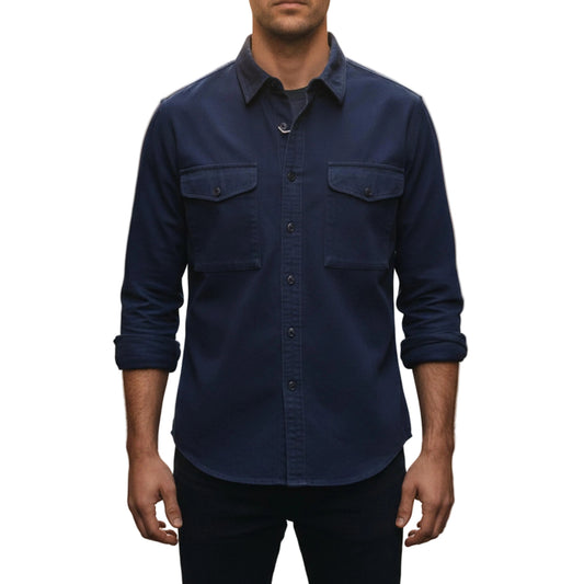 Men's Classic Long Sleeve Shirt with Twin Chest Pockets-Rilvee