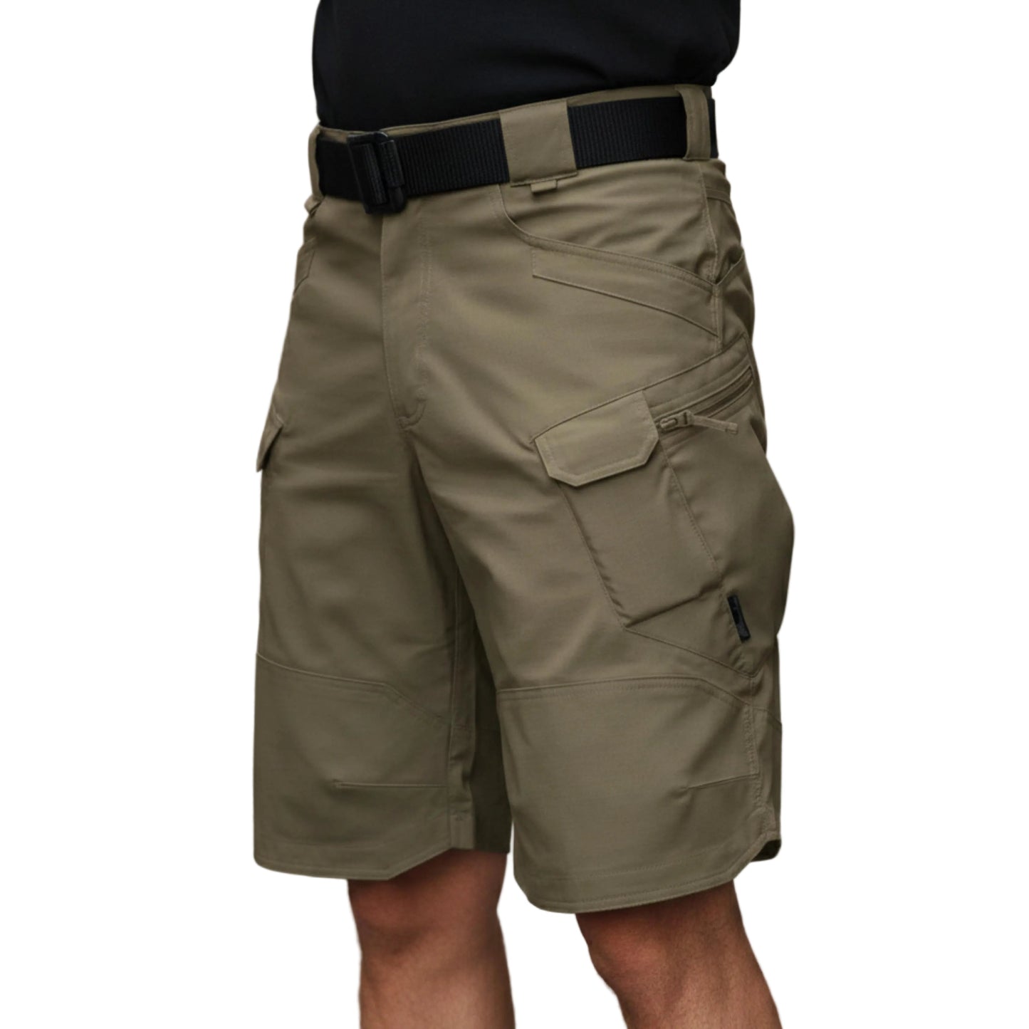 Men's Knee-Length Cargo Shorts with Utility Pockets-Rilvee
