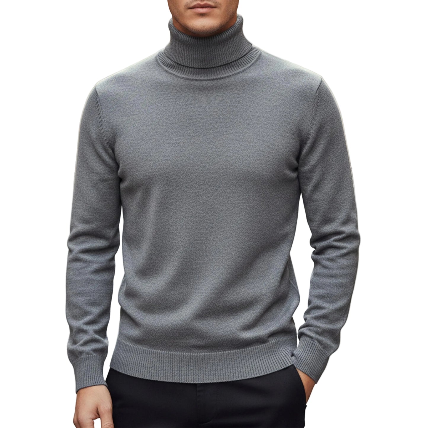 Men's Knit Turtleneck Sweater Long Sleeve-Rilvee