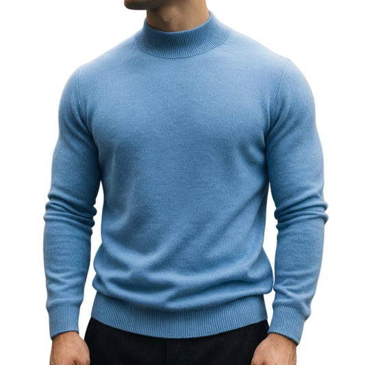 Men's Long Sleeve Turtleneck Knit Sweater-Rilvee