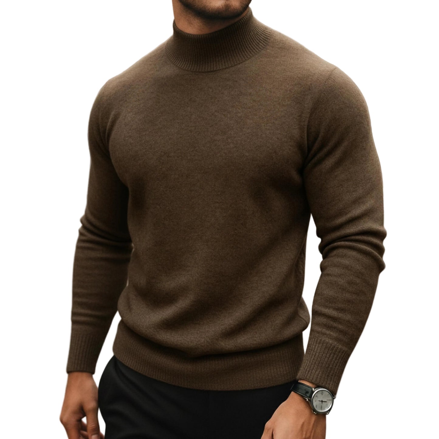 Men's Long Sleeve Turtleneck Knit Sweater-Rilvee
