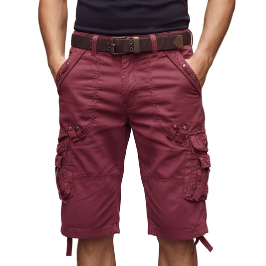 Men's Belted Cargo Shorts with Knee-Length Design-Rilvee