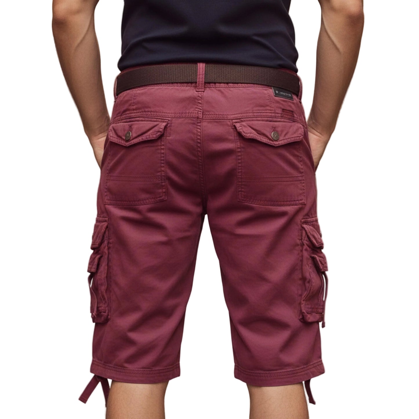 Men's Belted Cargo Shorts with Knee-Length Design-Rilvee
