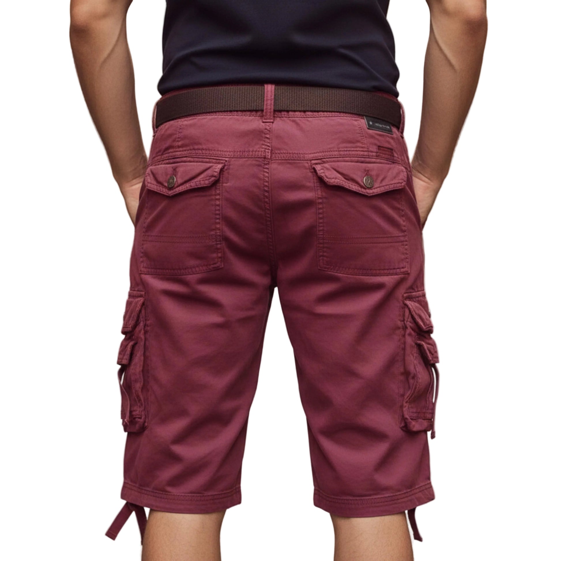 Men's Belted Cargo Shorts with Knee-Length Design-Rilvee