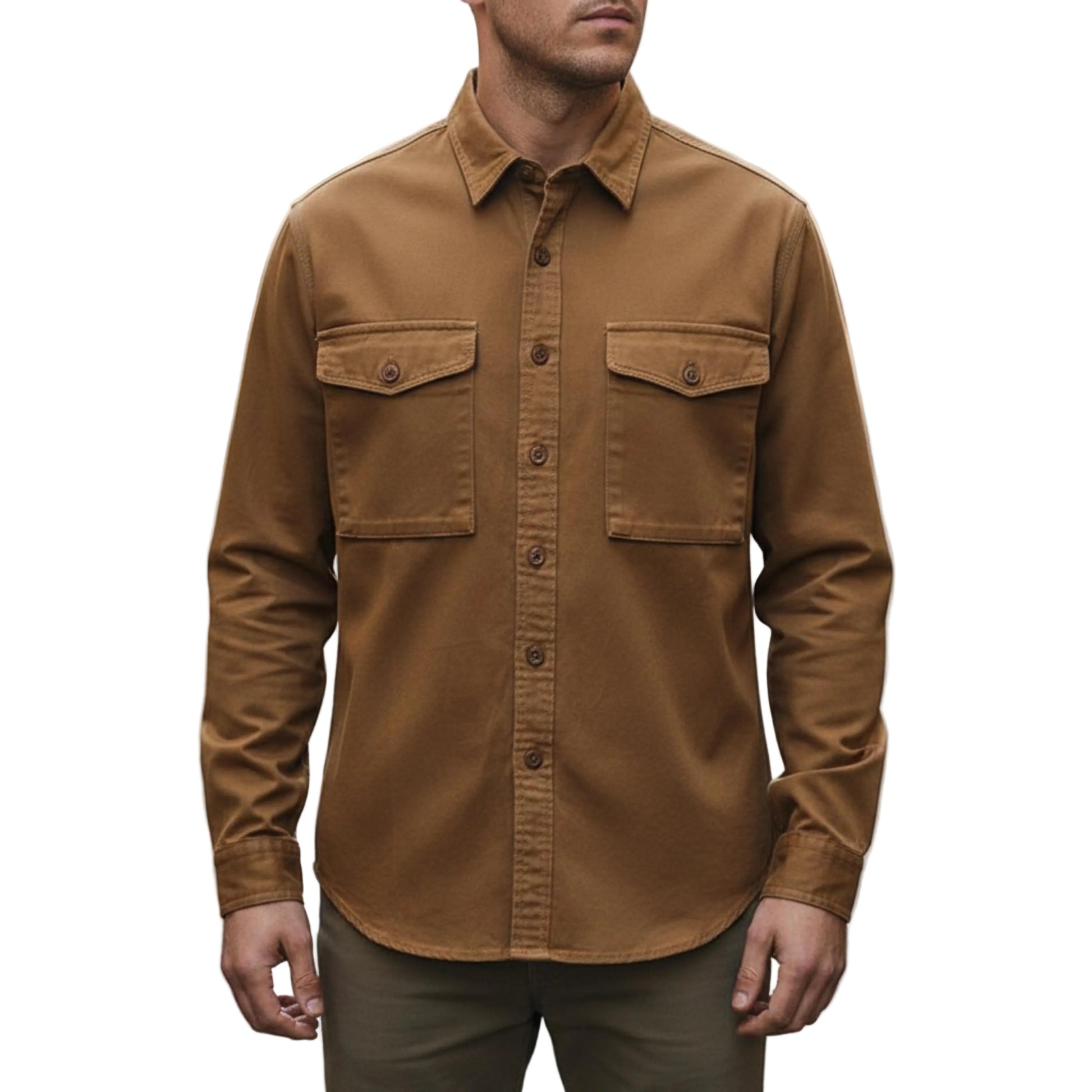 Men's Classic Long Sleeve Shirt with Twin Chest Pockets-Rilvee