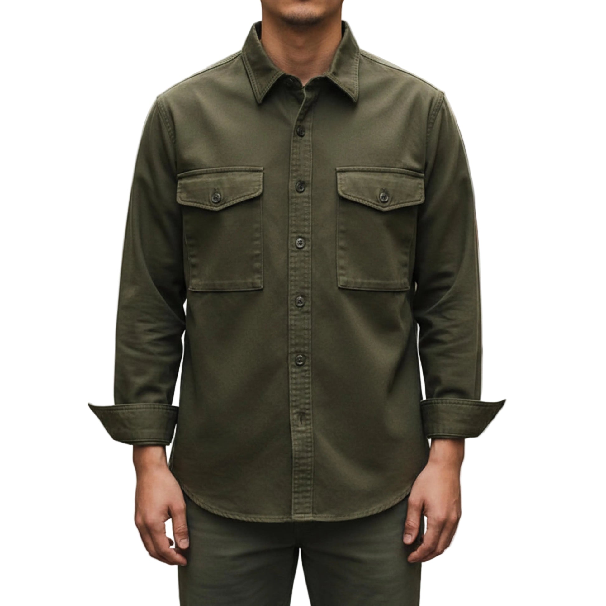 Men's Classic Long Sleeve Shirt with Twin Chest Pockets-Rilvee
