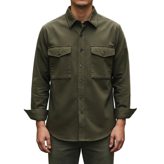 Men's Classic Long Sleeve Shirt with Twin Chest Pockets-Rilvee