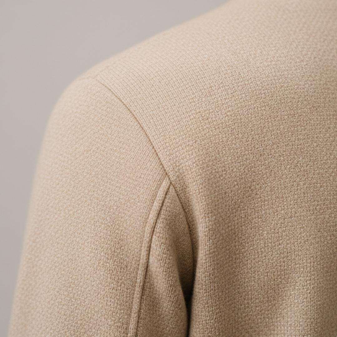Men's Collarless Button Front Jacket-Rilvee