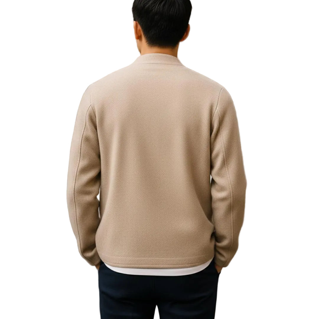 Men's Collarless Button Front Jacket-Rilvee