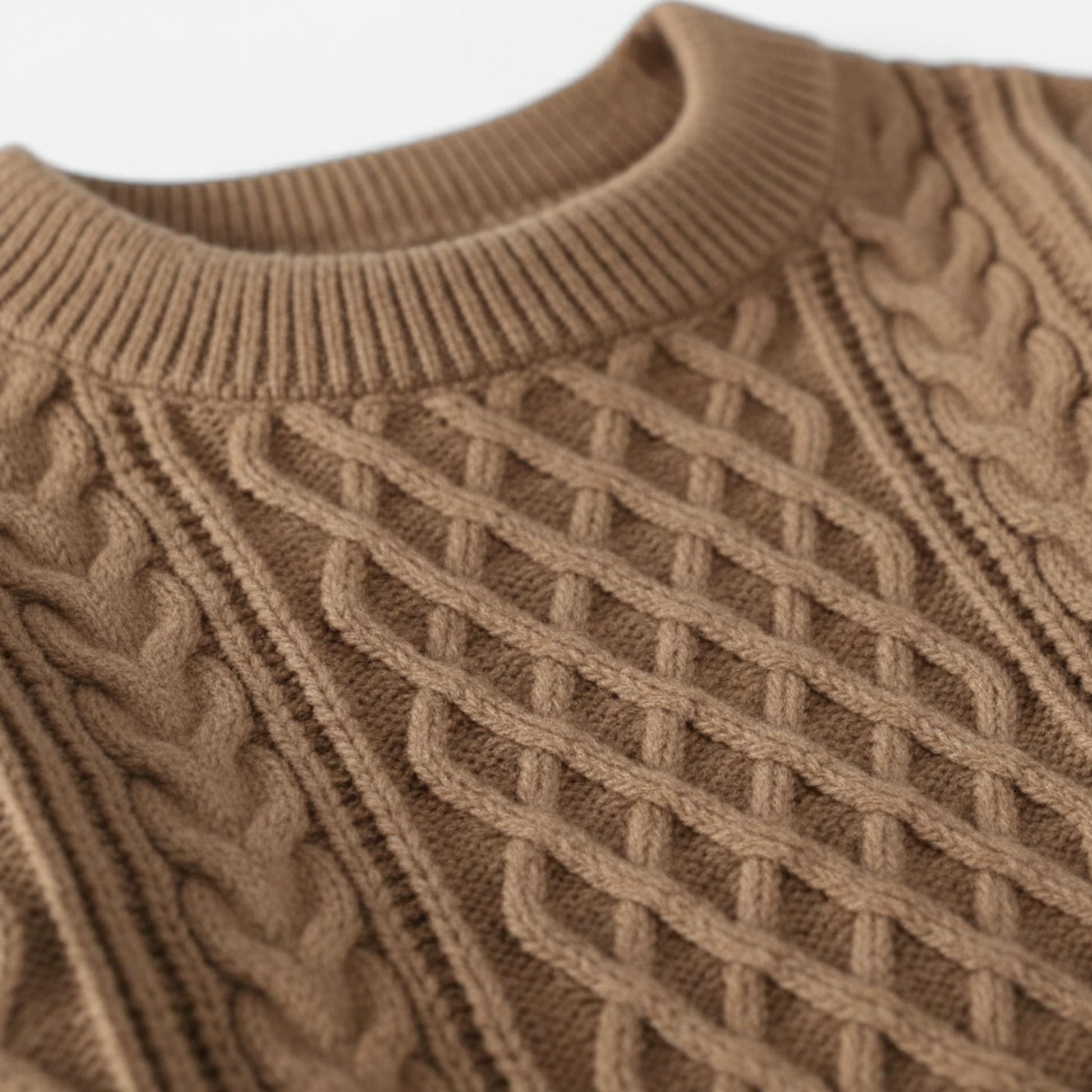 Men's Crew Neck Cable Knit Sweater-Rilvee