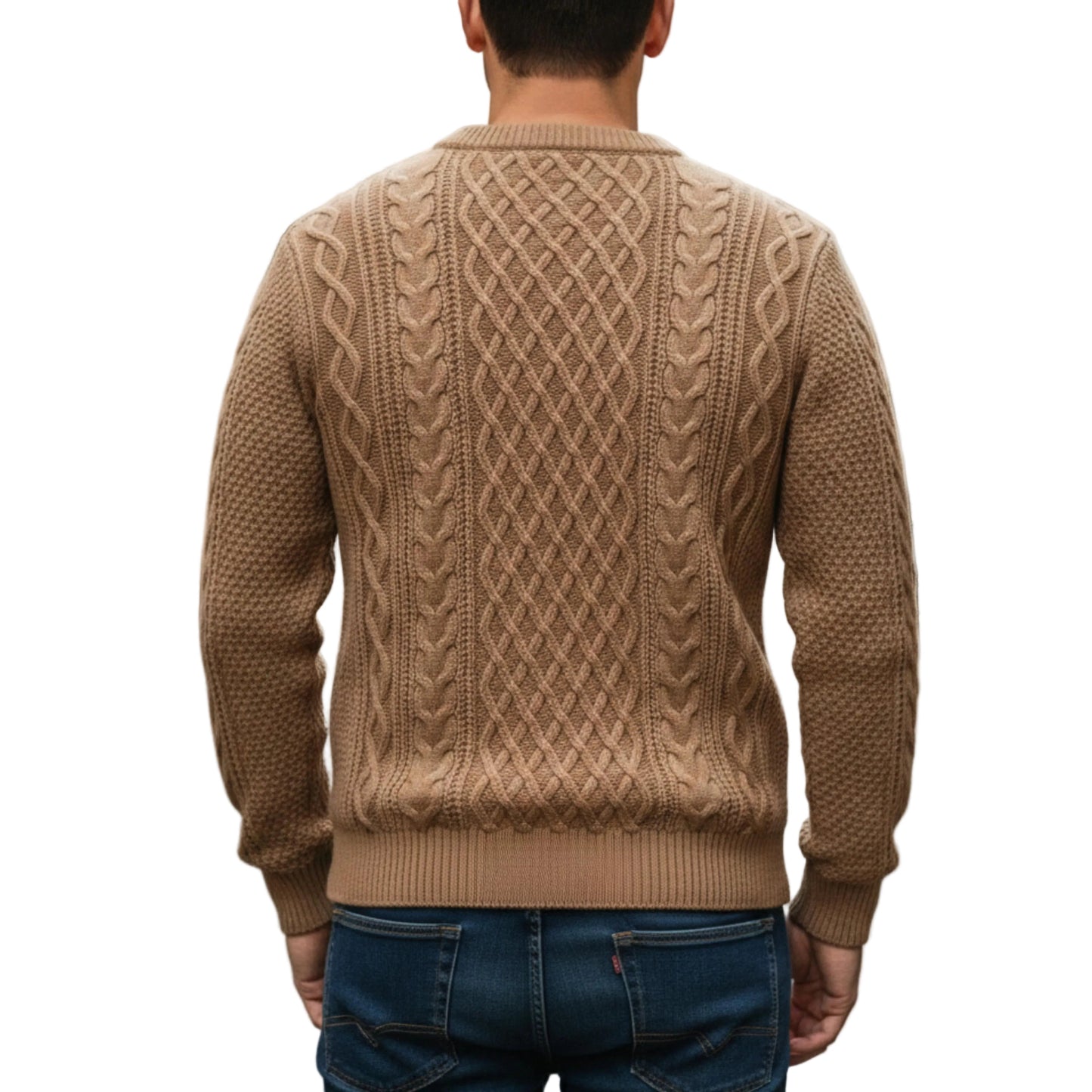 Men's Crew Neck Cable Knit Sweater-Rilvee