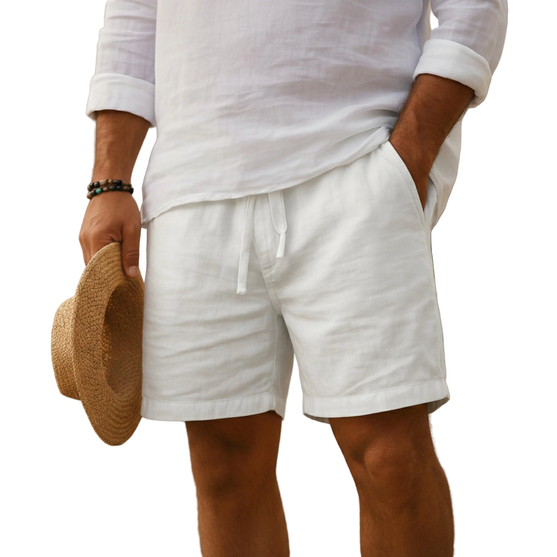 Men's Elastic Waist Shorts with Drawstring-Rilvee