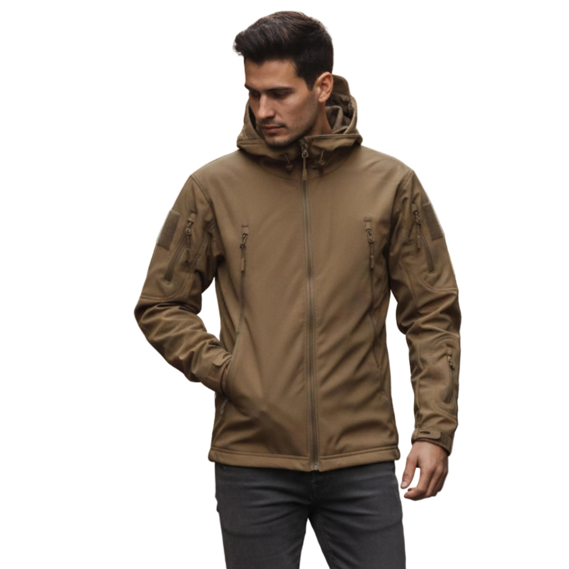 Men's Hooded Zip Jacket with Multiple Pockets-Rilvee