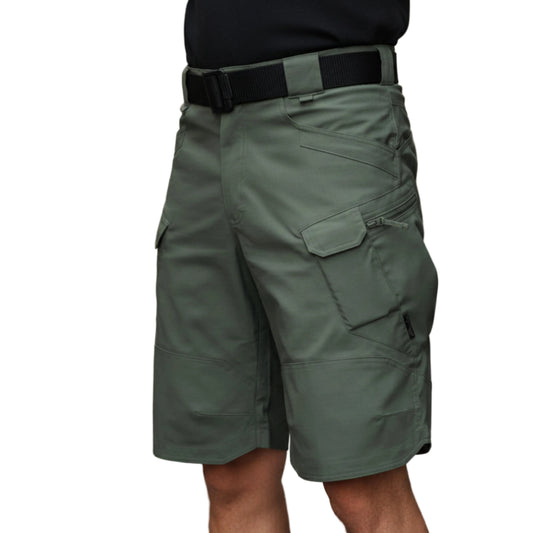 Men's Knee-Length Cargo Shorts with Utility Pockets-Rilvee