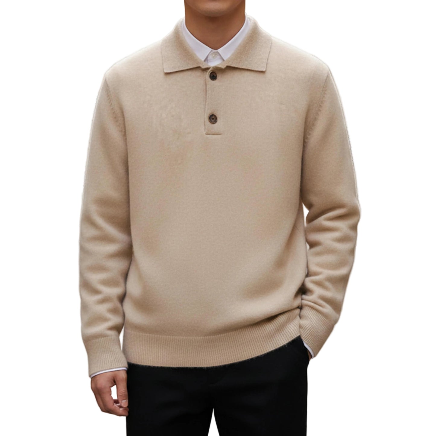 Men's Knit Sweater with Button Placket-Rilvee
