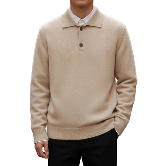 Men's Knit Sweater with Button Placket-Rilvee