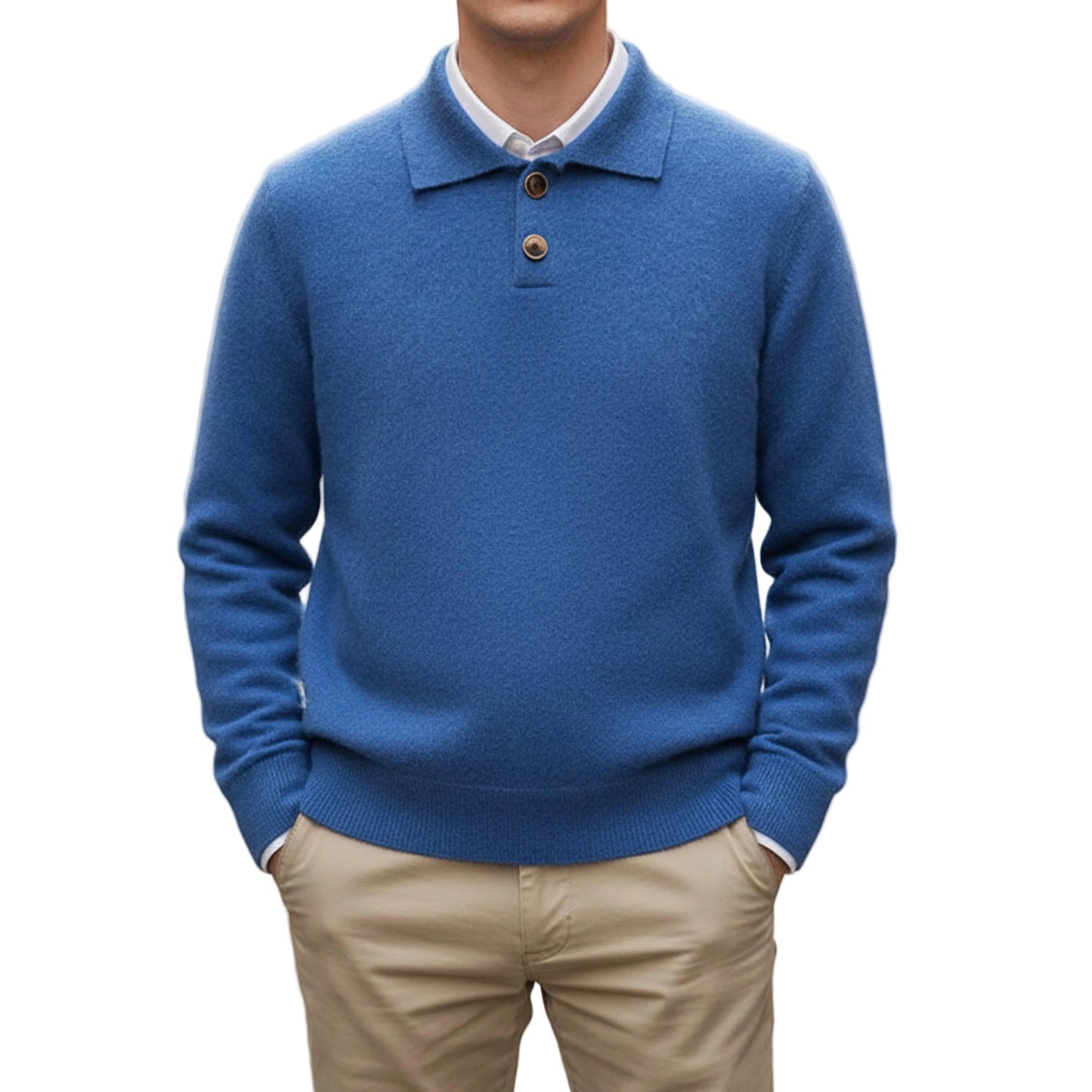 Men's Knit Sweater with Button Placket-Rilvee