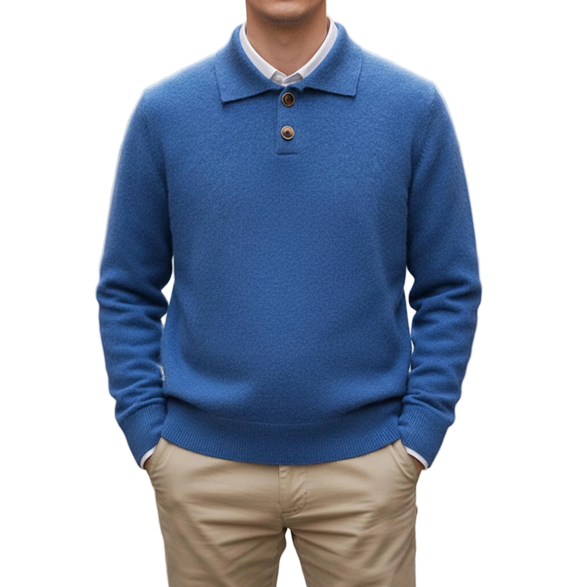 Men's Knit Sweater with Button Placket-Rilvee