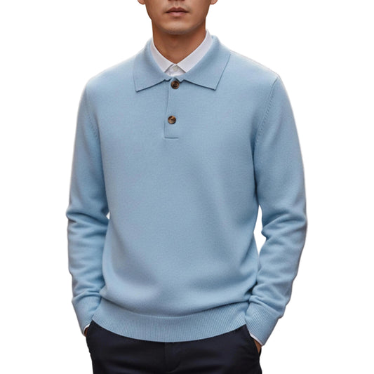 Men's Knit Sweater with Button Placket-Rilvee