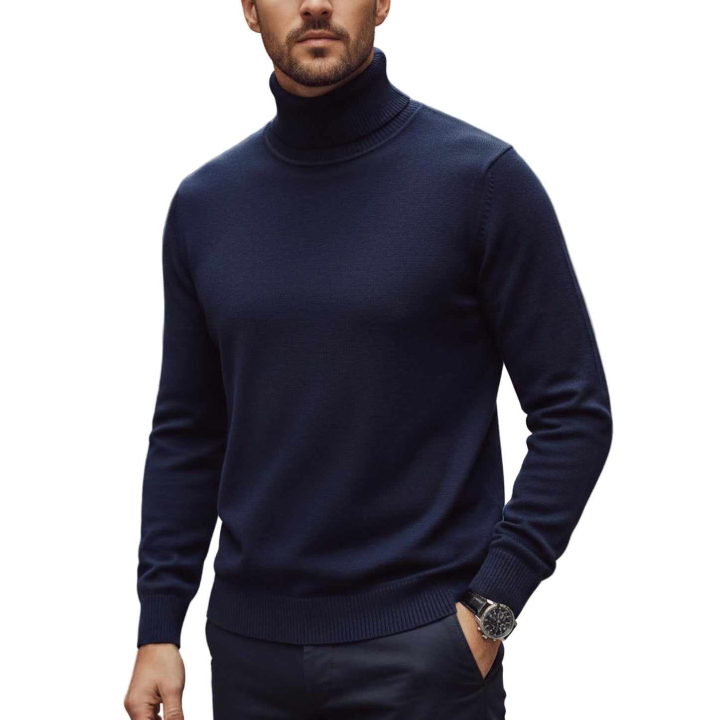 Men's Knit Turtleneck Sweater Long Sleeve-Rilvee