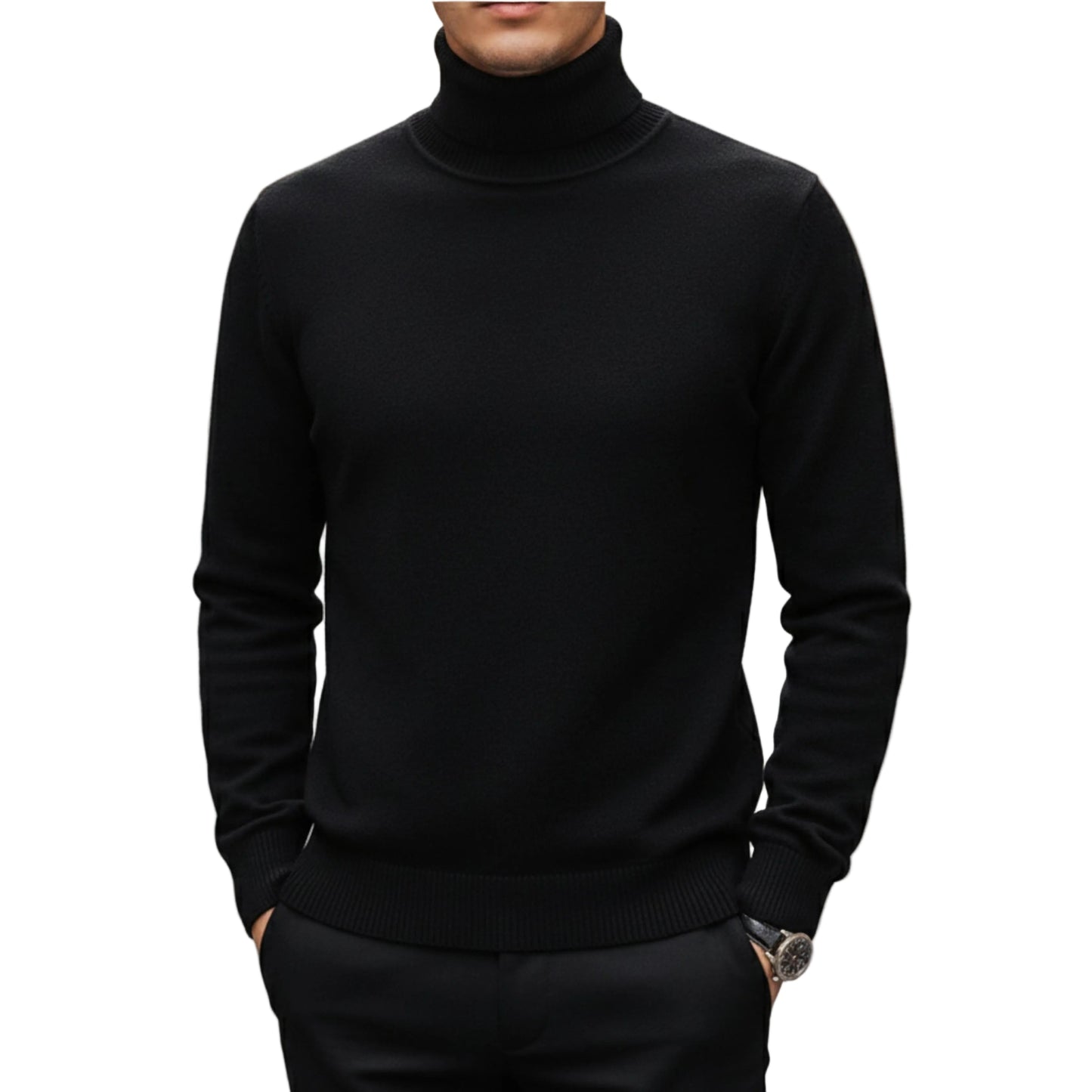 Men's Knit Turtleneck Sweater Long Sleeve-Rilvee
