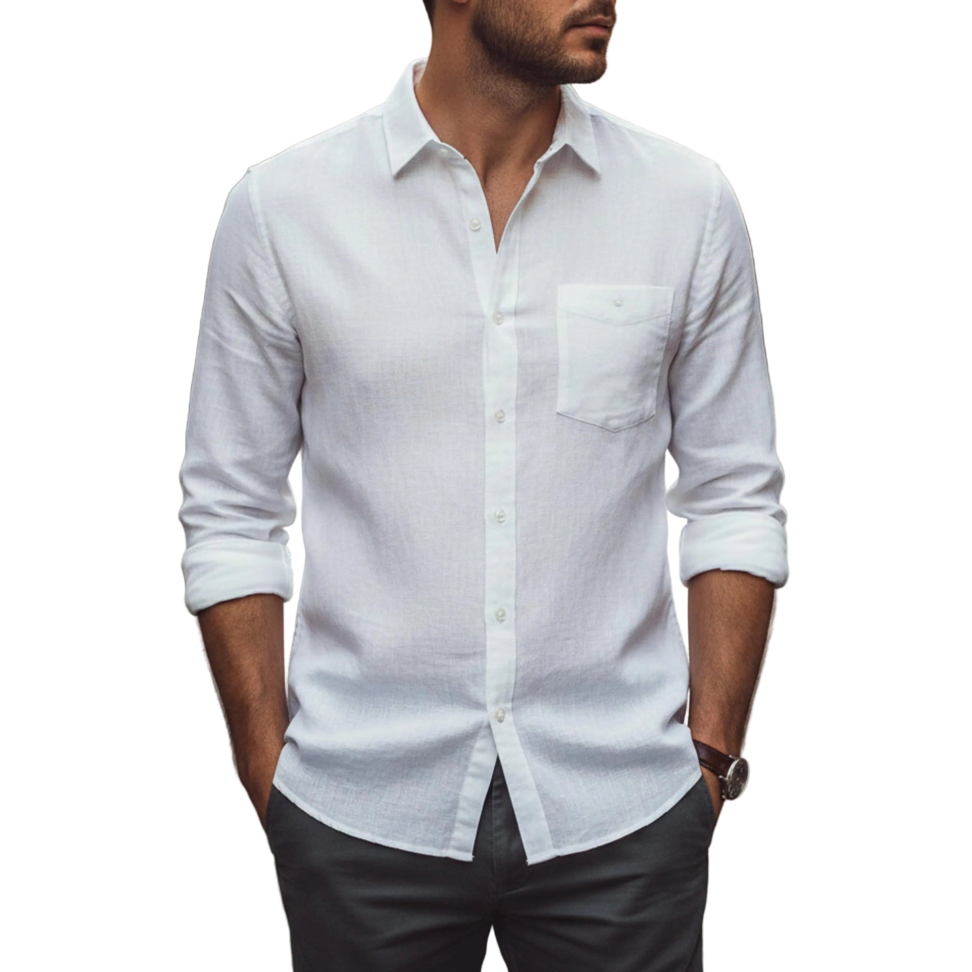 Men's Long Sleeve Classic Collar Shirt-Rilvee
