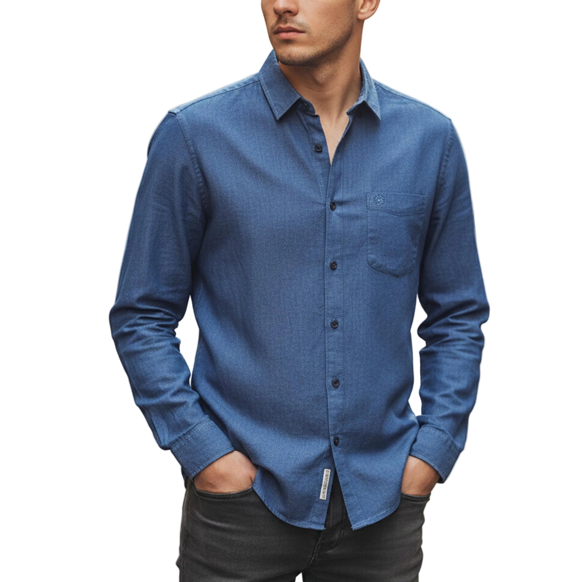 Men's Long Sleeve Classic Collar Shirt-Rilvee