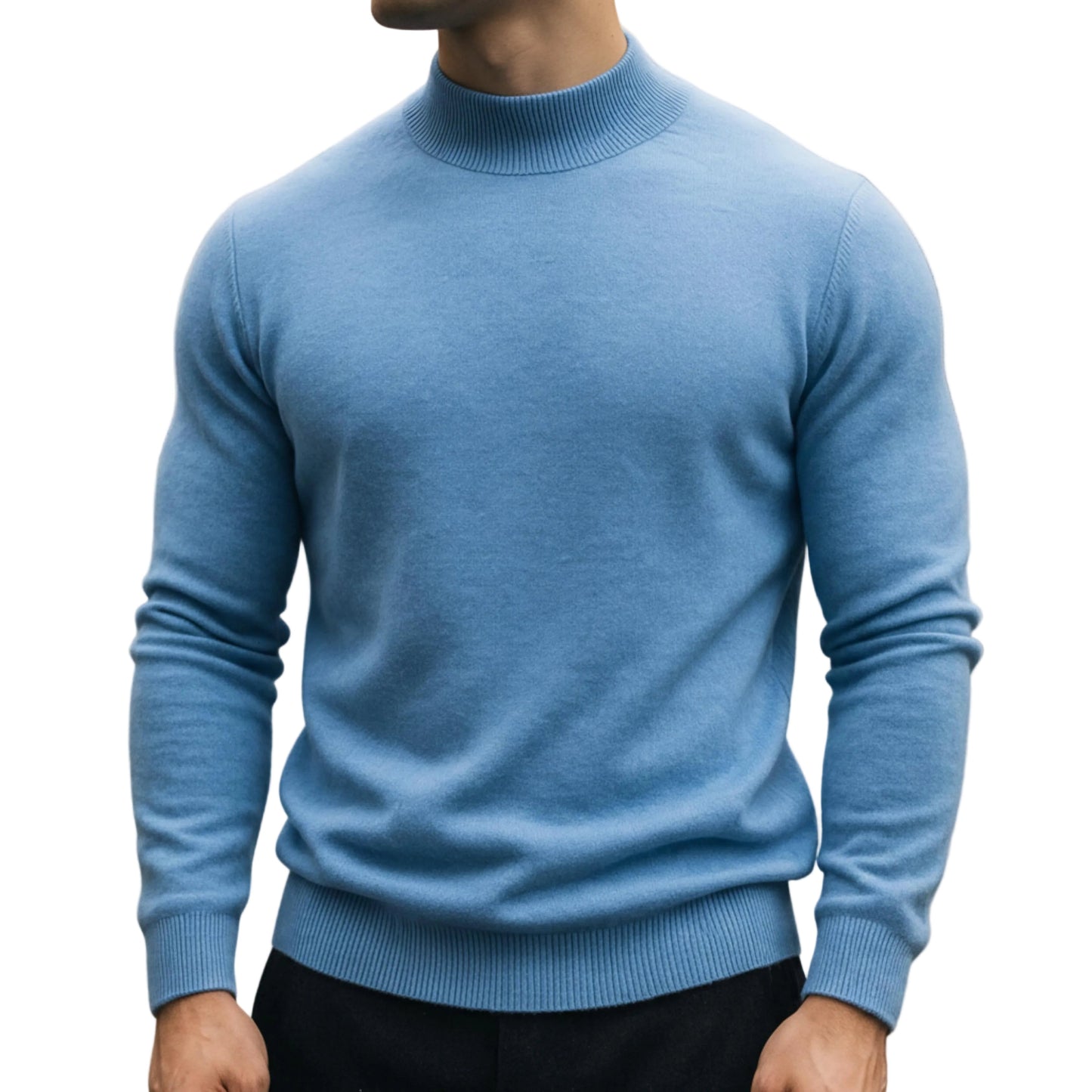 Men's Long Sleeve Turtleneck Knit Sweater-Rilvee