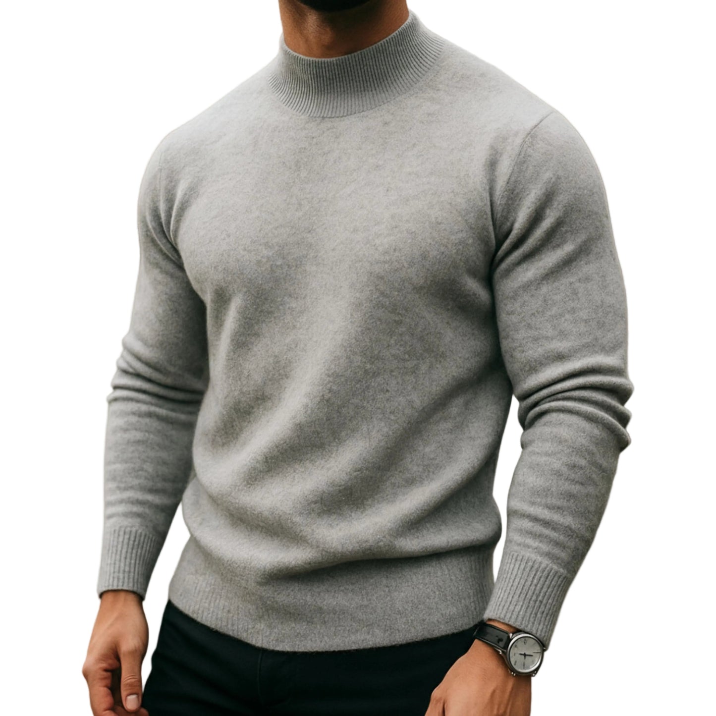 Men's Long Sleeve Turtleneck Knit Sweater-Rilvee