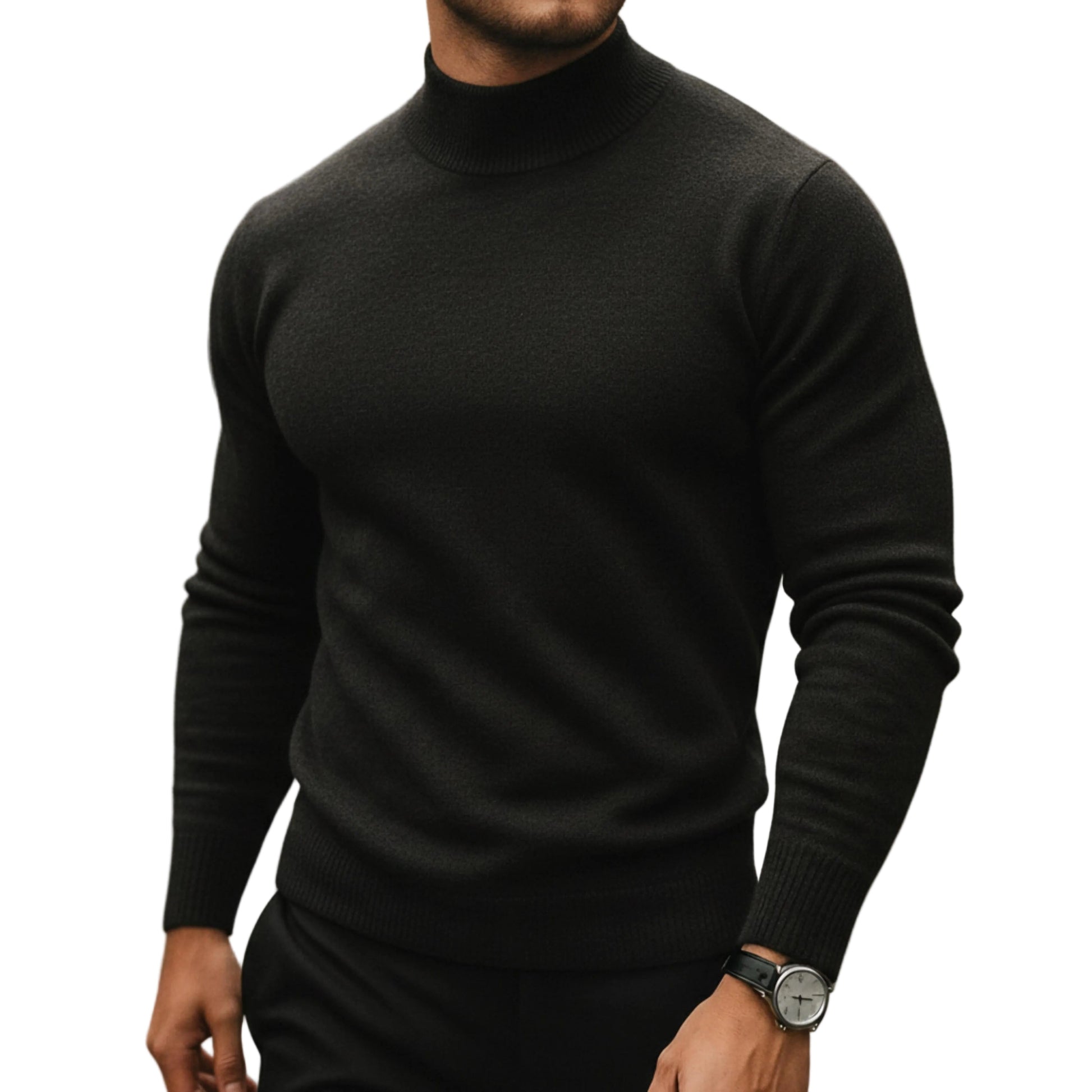 Men's Long Sleeve Turtleneck Knit Sweater-Rilvee