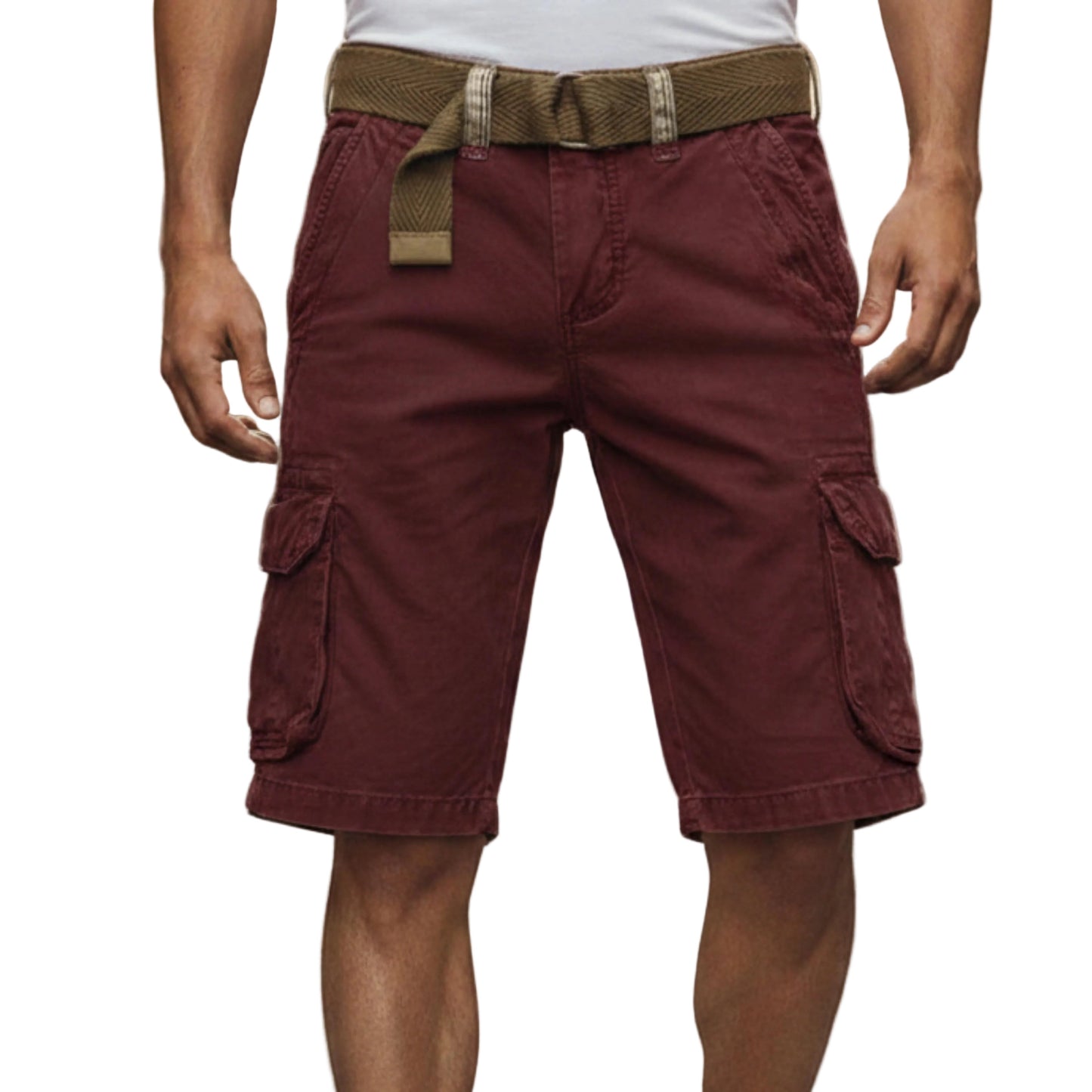 Men's Mid-Length Cargo Shorts with Multiple Pockets-Rilvee