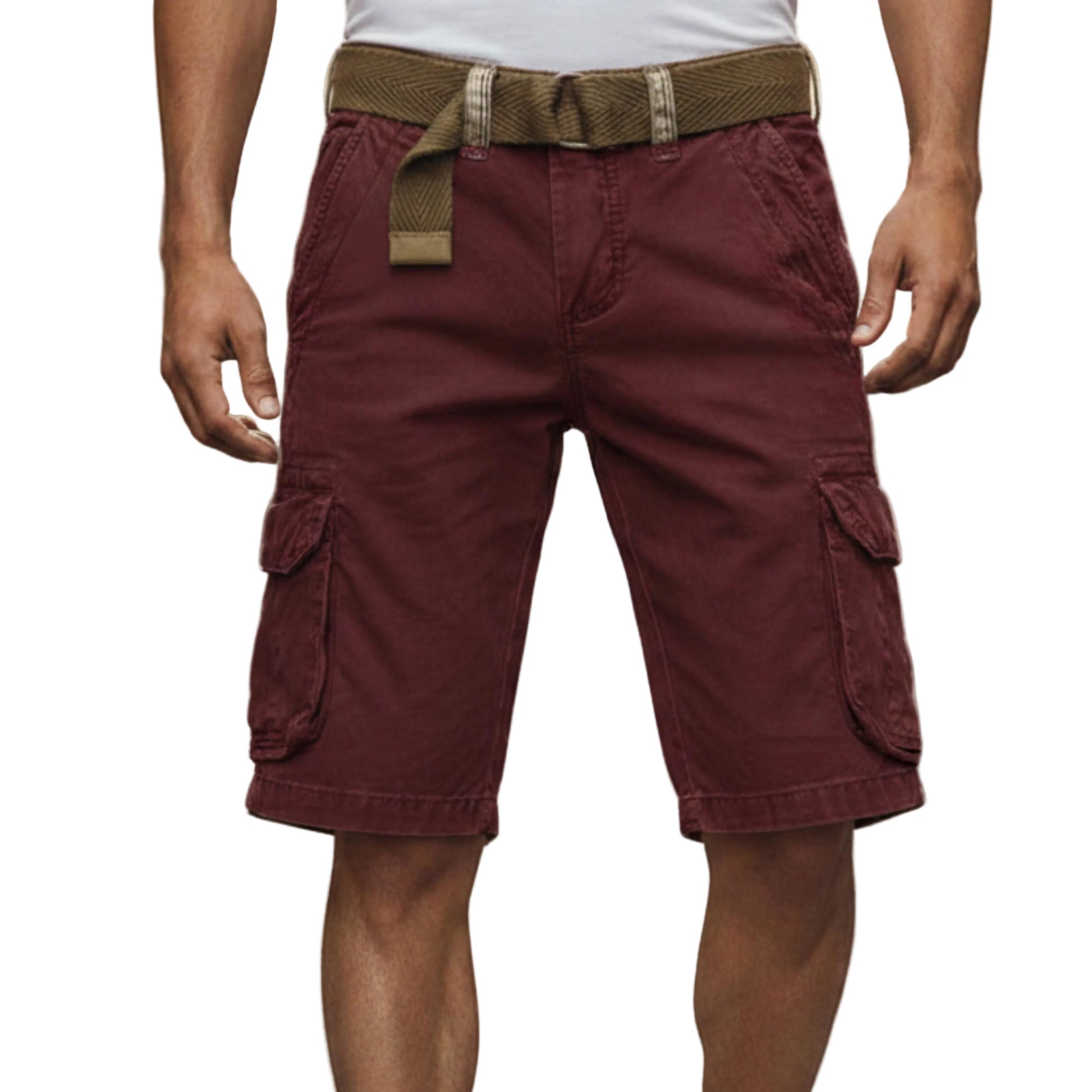 Men's Mid-Length Cargo Shorts with Multiple Pockets-Rilvee