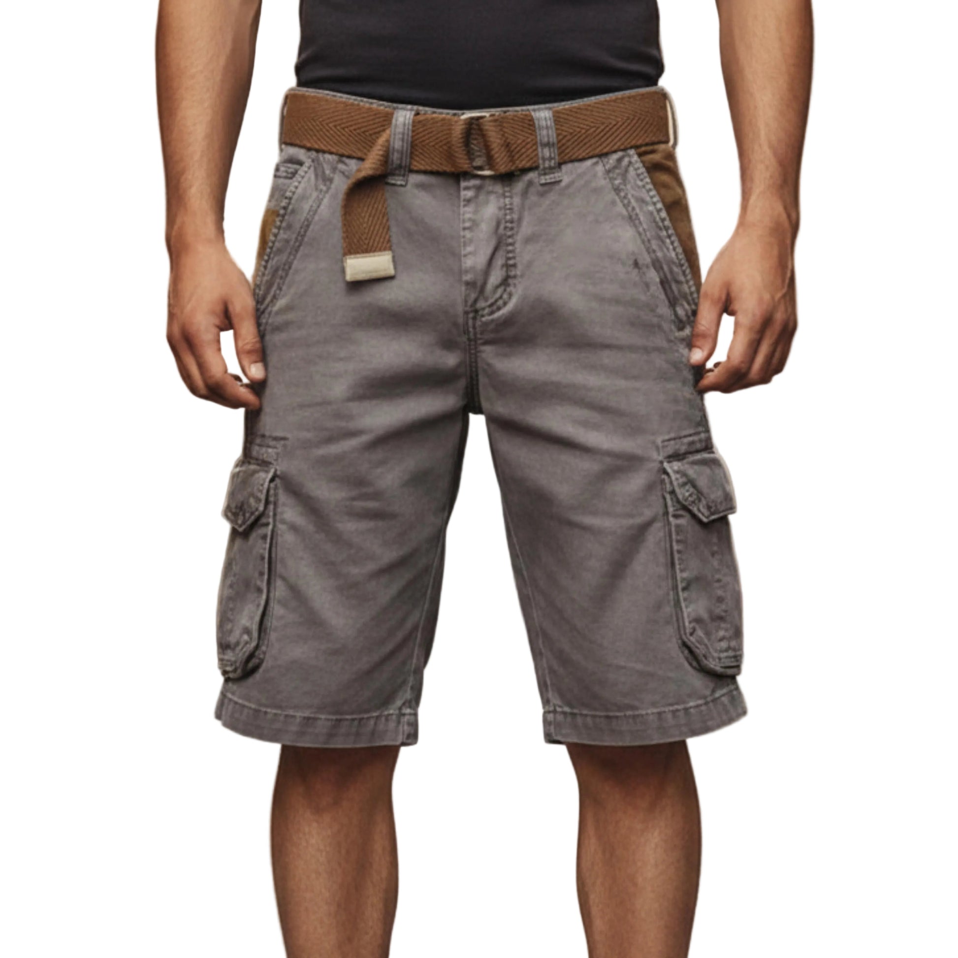 Men's Mid-Length Cargo Shorts with Multiple Pockets-Rilvee