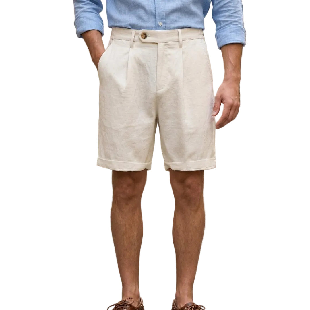 Men's Regular Fit Pleated Chino Shorts-Rilvee