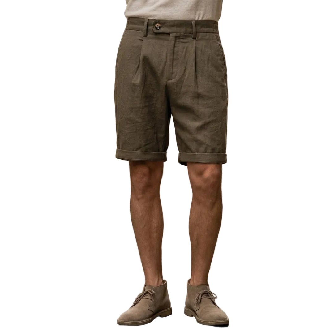 Men's Regular Fit Pleated Chino Shorts-Rilvee