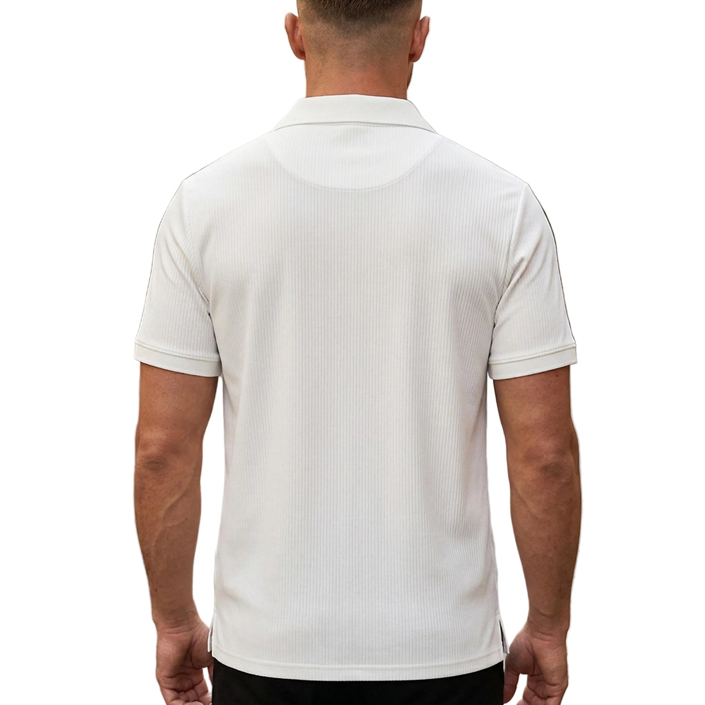 Men's Ribbed Short Sleeve Shirt with Open Collar-Rilvee