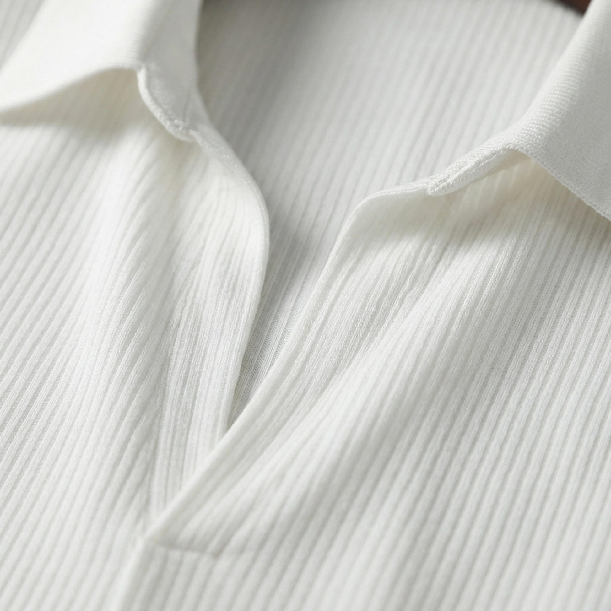 Men's Ribbed Short Sleeve Shirt with Open Collar-Rilvee