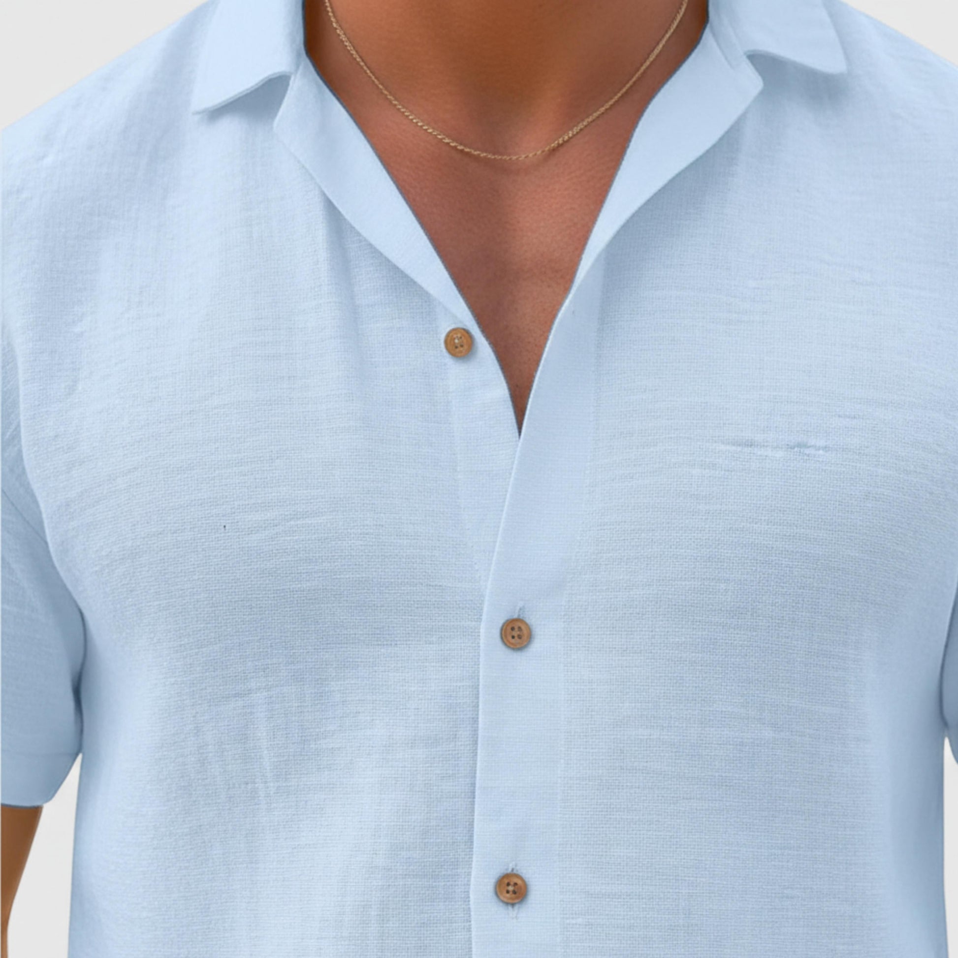 Men's Short Sleeve Open Collar Button Shirt-Rilvee