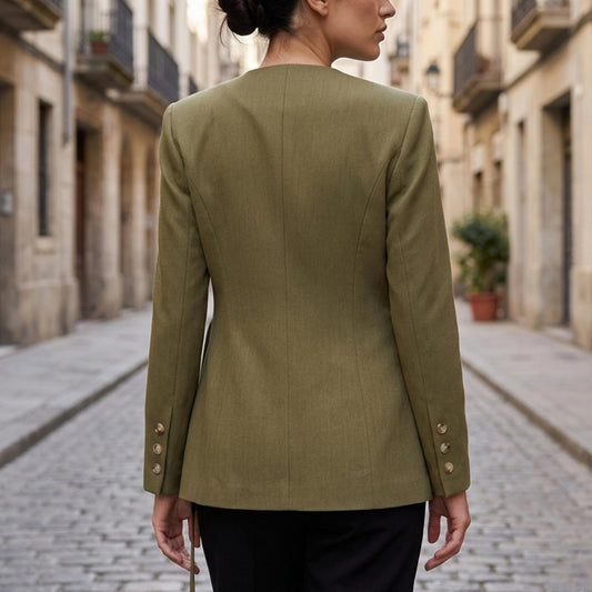 Women's Asymmetrical Wrap Blazer with V-Neck-Rilvee