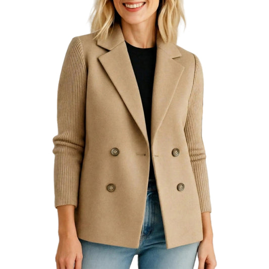 Women's Knit Blazer Jacket with Double-Breasted Fastening-Rilvee