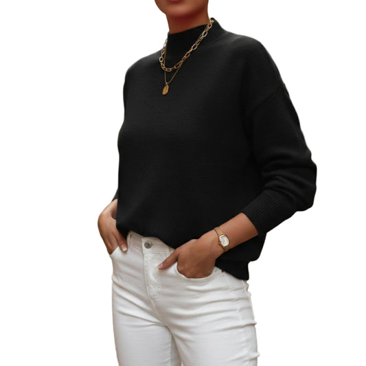 Women's Long Sleeve Mock Neck Sweater-Rilvee