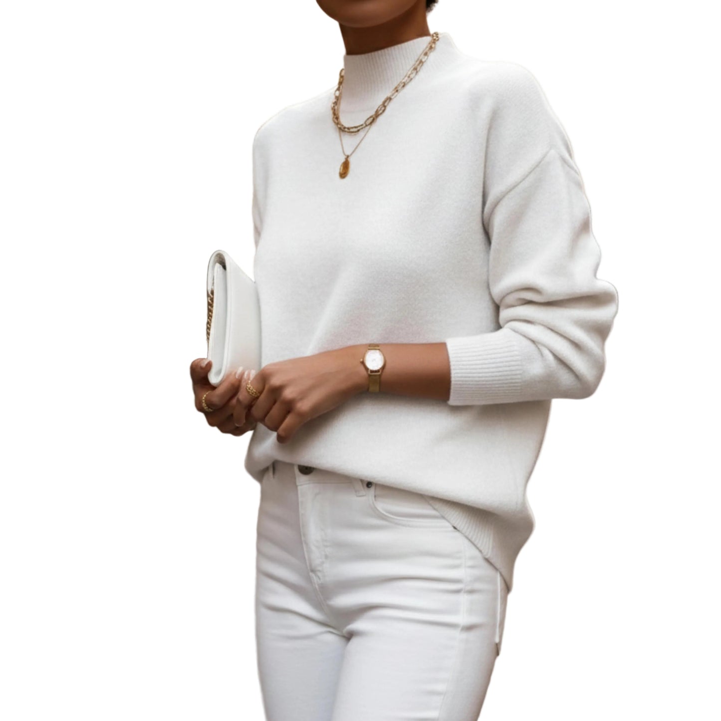 Women's Long Sleeve Mock Neck Sweater-Rilvee