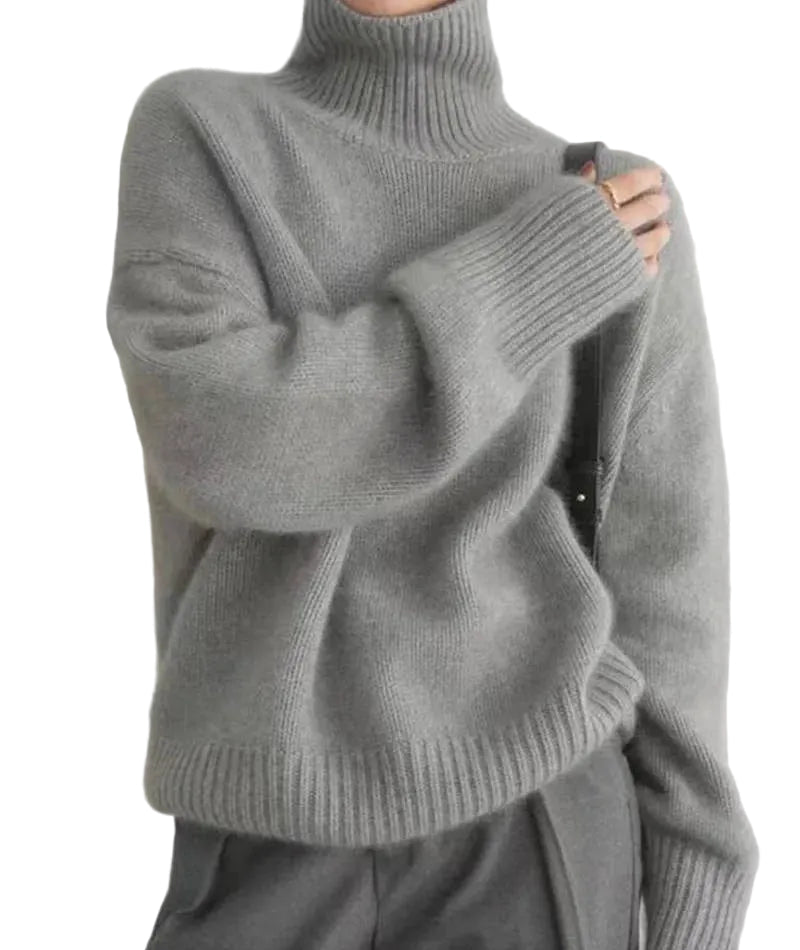 Women's Long Sleeve Turtleneck Knit Sweater-Rilvee