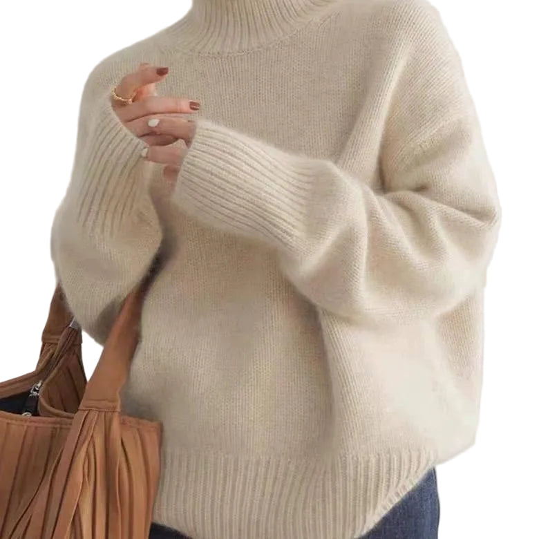 Women's Long Sleeve Turtleneck Knit Sweater-Rilvee
