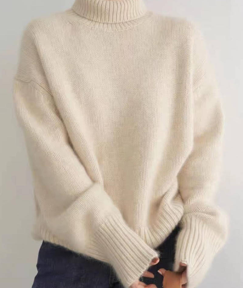 Women's Long Sleeve Turtleneck Knit Sweater-Rilvee