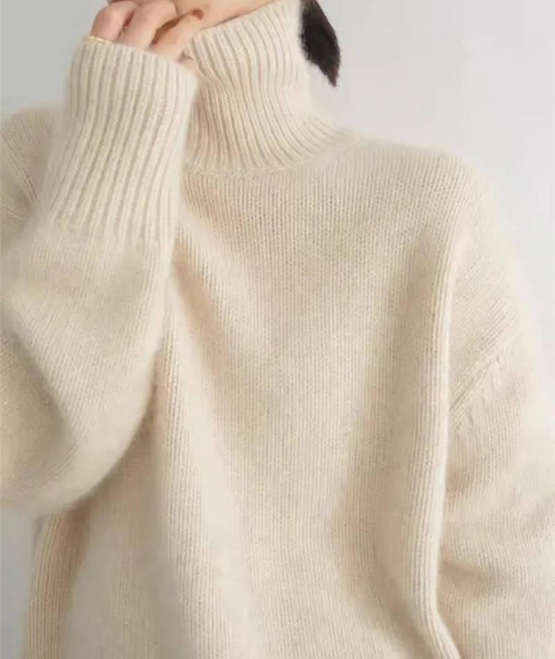 Women's Long Sleeve Turtleneck Knit Sweater-Rilvee
