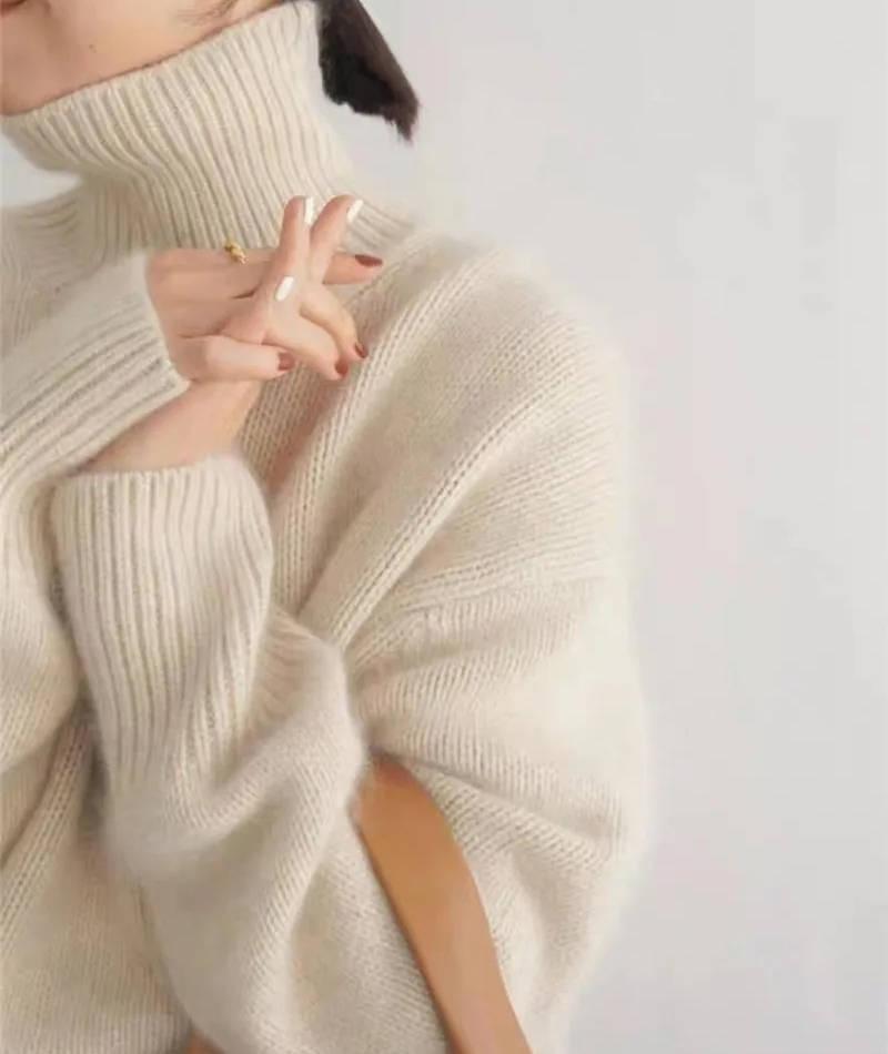 Women's Long Sleeve Turtleneck Knit Sweater-Rilvee