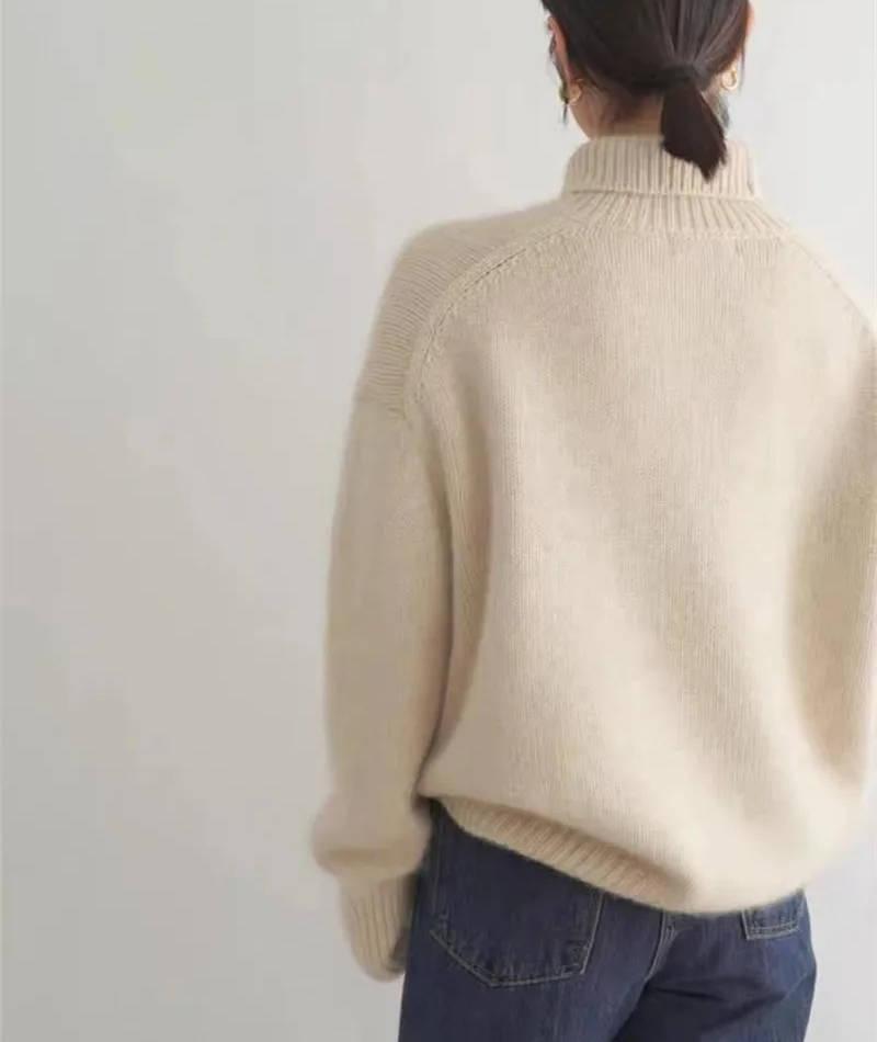 Women's Long Sleeve Turtleneck Knit Sweater-Rilvee