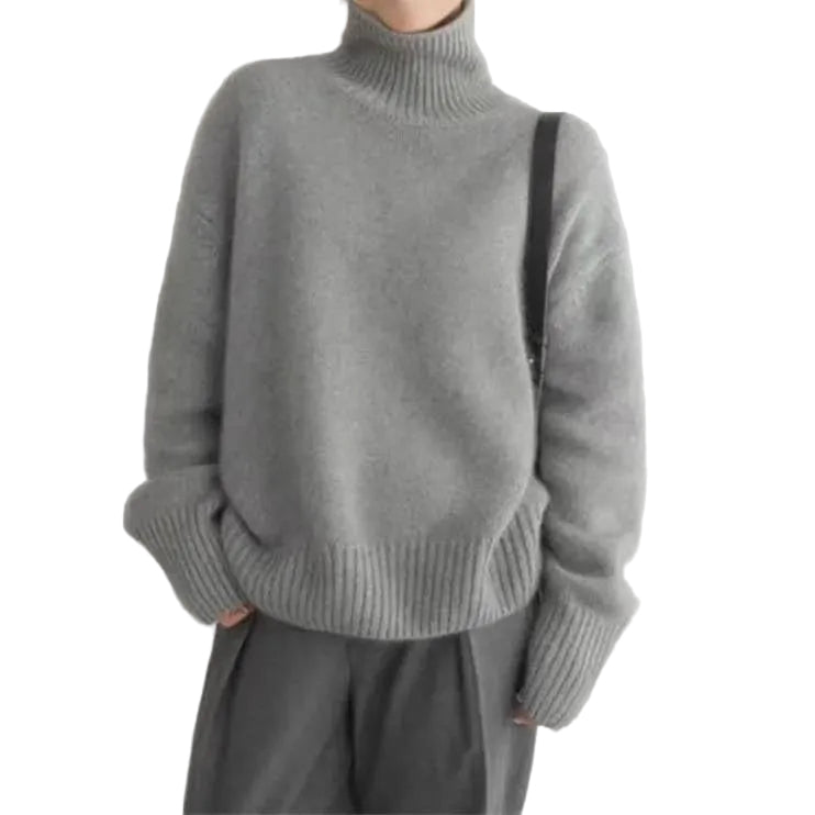 Women's Long Sleeve Turtleneck Knit Sweater-Rilvee