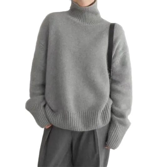 Women's Long Sleeve Turtleneck Knit Sweater-Rilvee